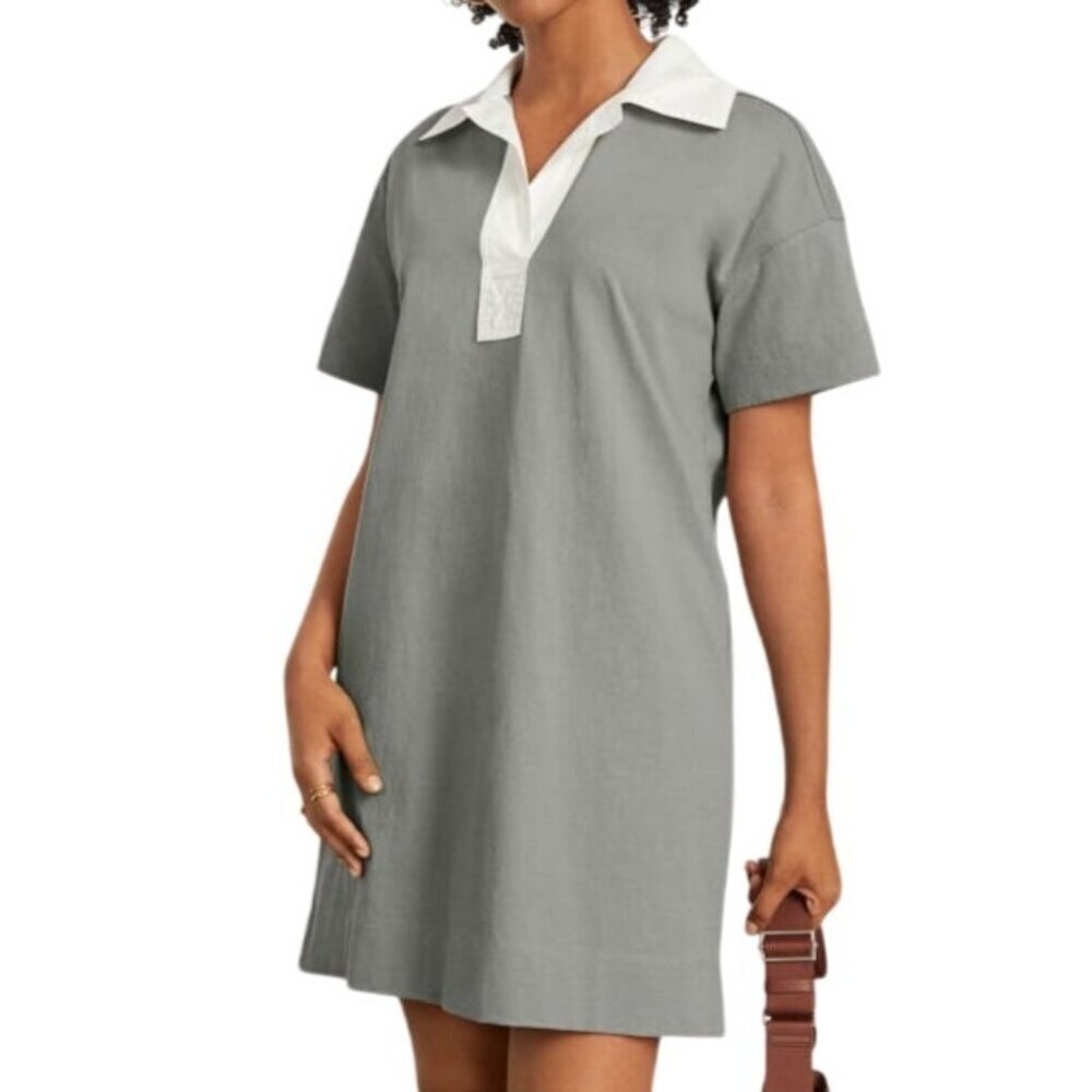 Everlane The Organic Cotton Polo Dress~Size XS~Fog Sage Green Mini NWT L12 30